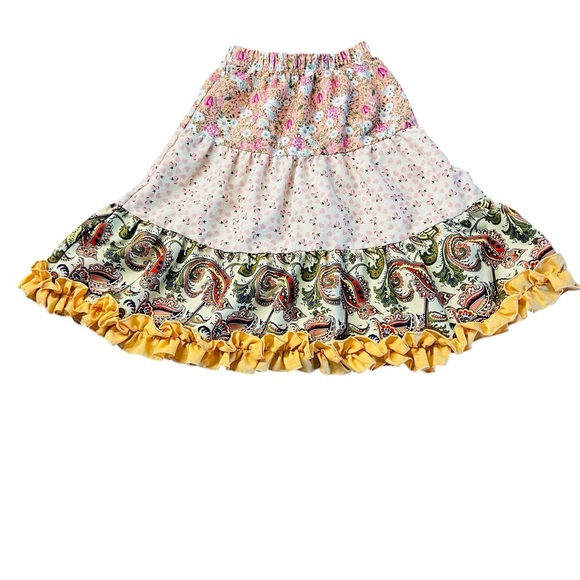 Mi Amore Pink, Green and Blue Maxi Tiered Floral Skirt Size 4-6Y - Picture 1 of 5